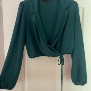 Stylish Green Wrap Around Blouse